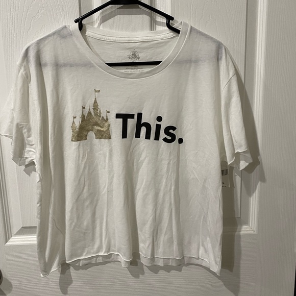 Disney Tops - Disney NWT Castle This Glitter Top XL Crop Gold new fantasyland sparkles